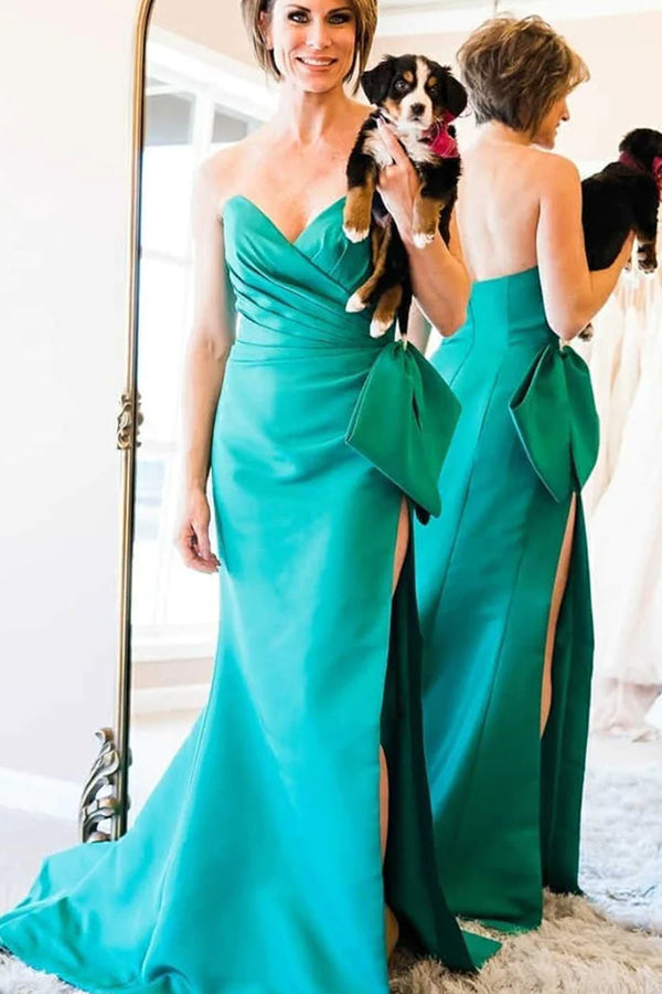 Sweetheart Hot Pink Sheath Long Prom Dress with Bow PSK540