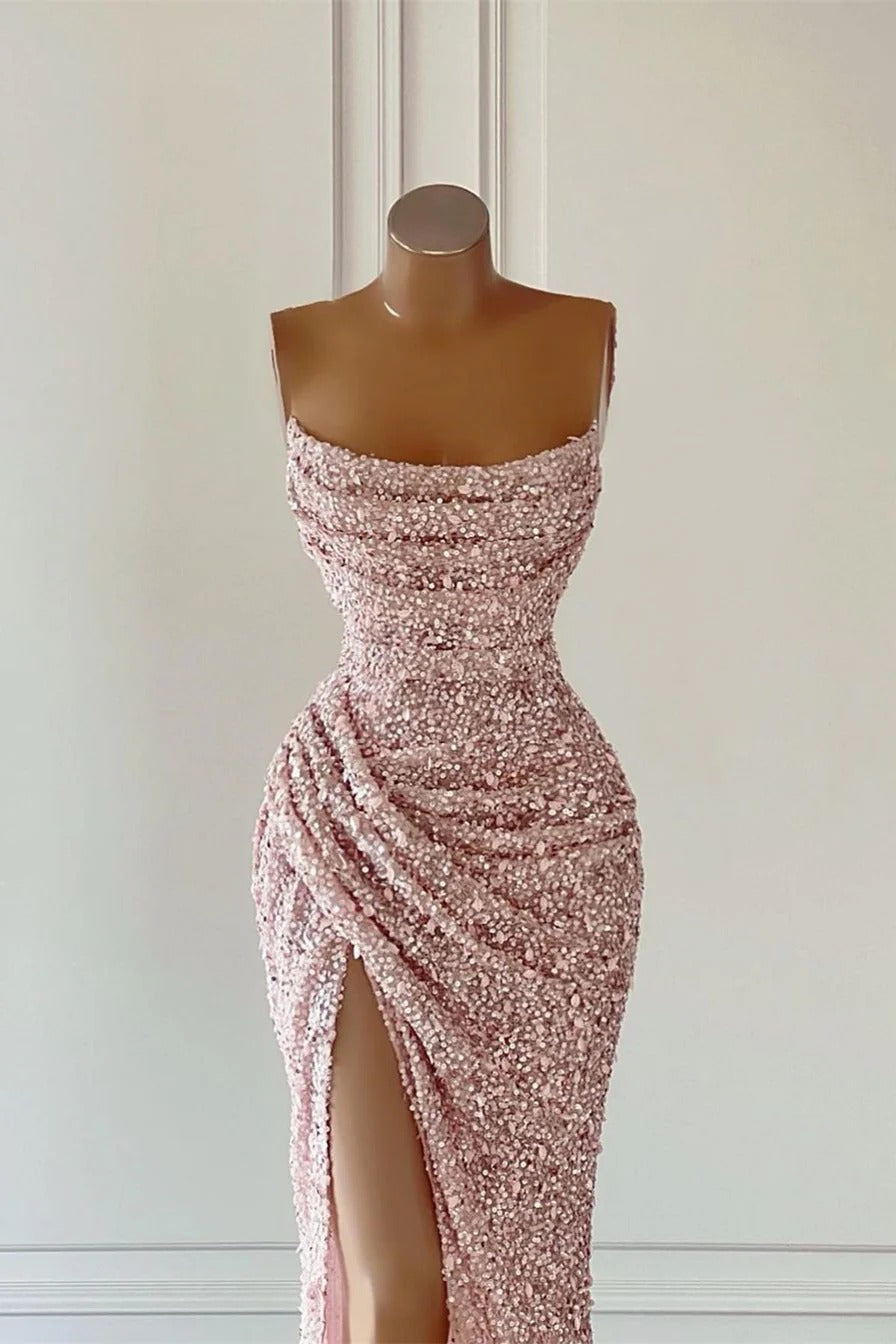 Gorgeous Long Mermaid Sequined Sleeveless Prom Dress With Slit